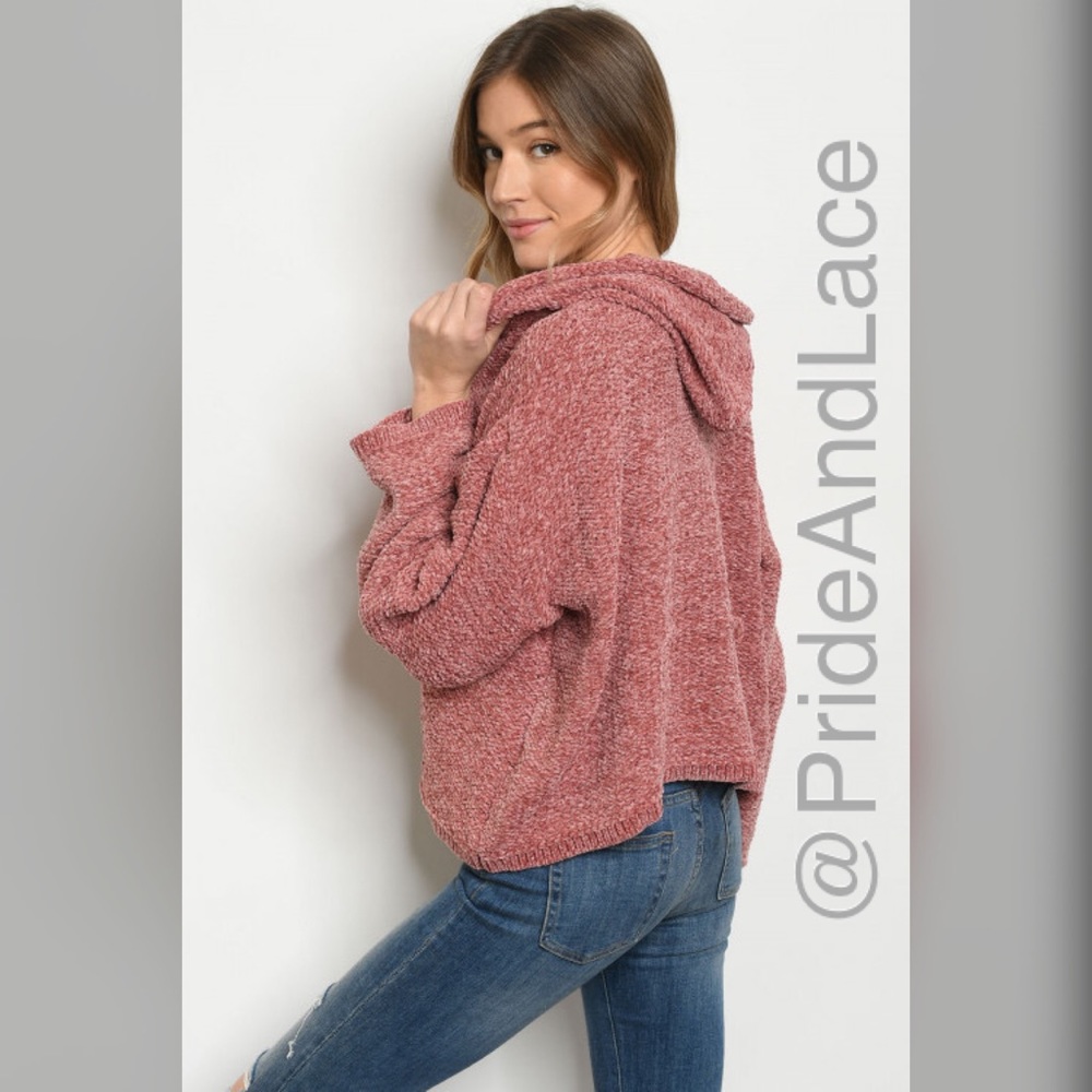 🌺Mauve Chenille Hoodie Sweater🌺 - Picture 2 of 2